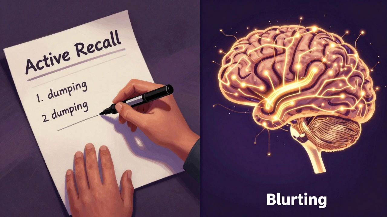 Conceptual art of a student writing on a blank page and a glowing brain with neural paths.