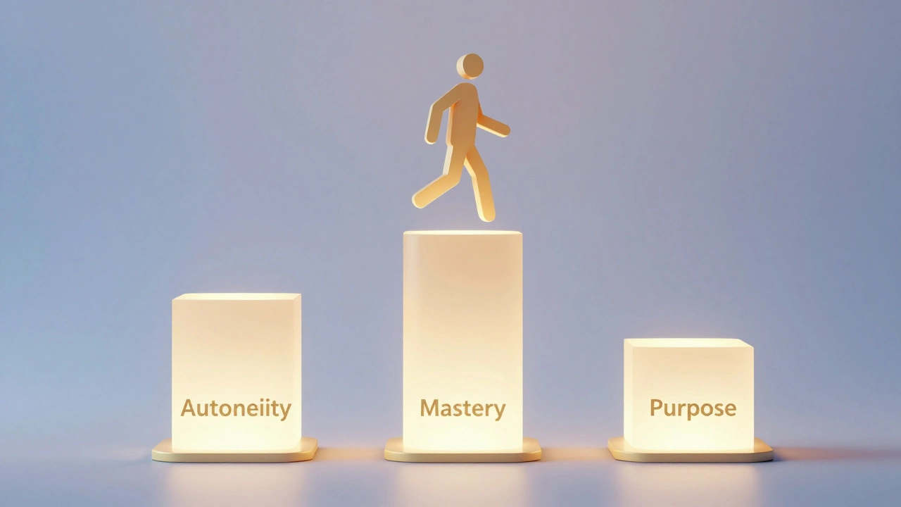 Abstract pillars of autonomy, mastery, and purpose supporting learner
