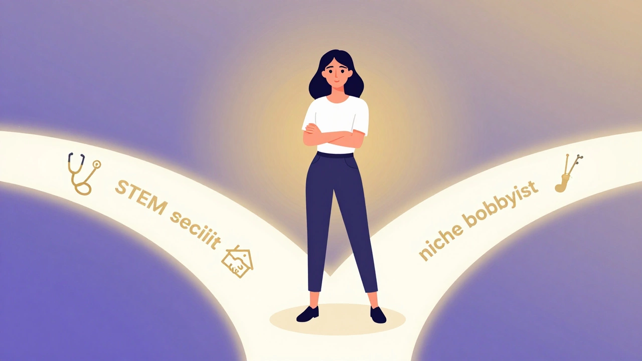 Illustration of student choosing path among various talent icons