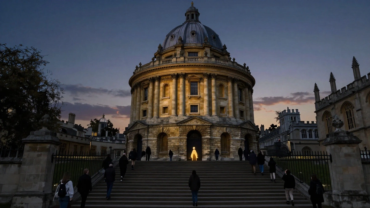 Metaphorical illustration of climbing stairs to Oxford University