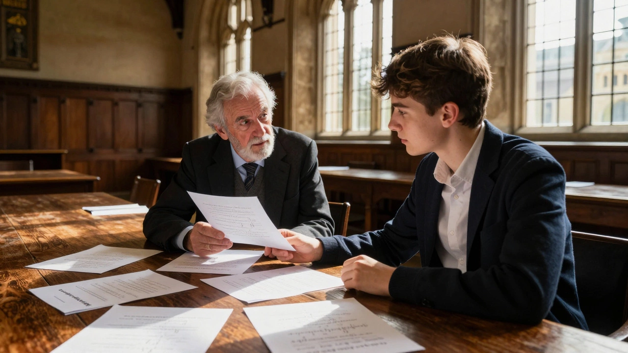 Oxford tutorial session focusing on academic discussion and critical thought