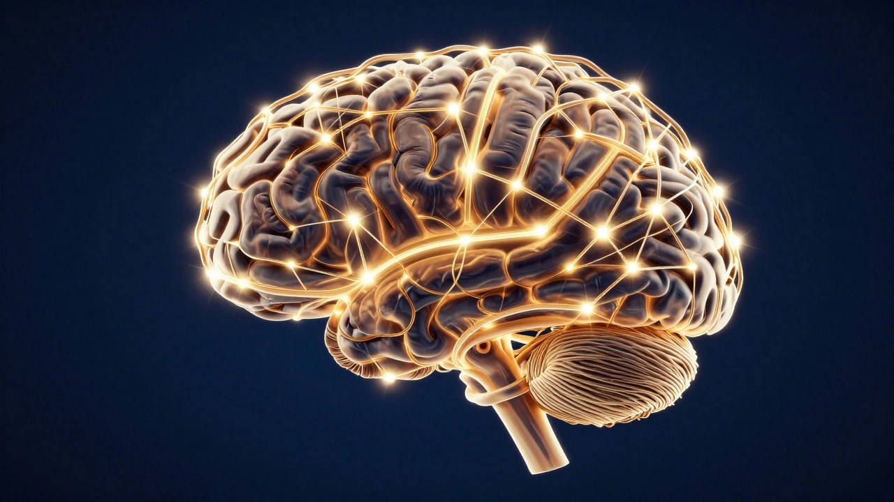 Abstract glowing neural network illustrating active recall and memory strengthening.