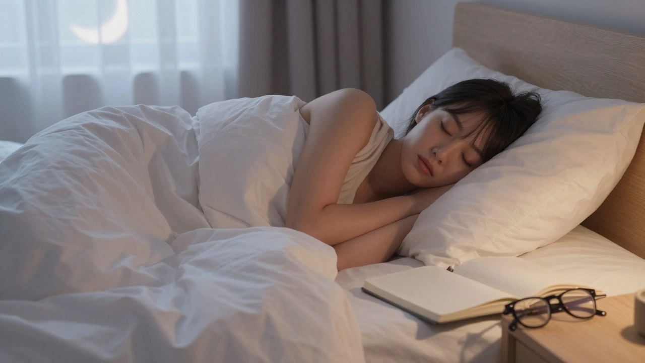 Peaceful sleeper in a dim bedroom, highlighting the role of sleep in memory consolidation.