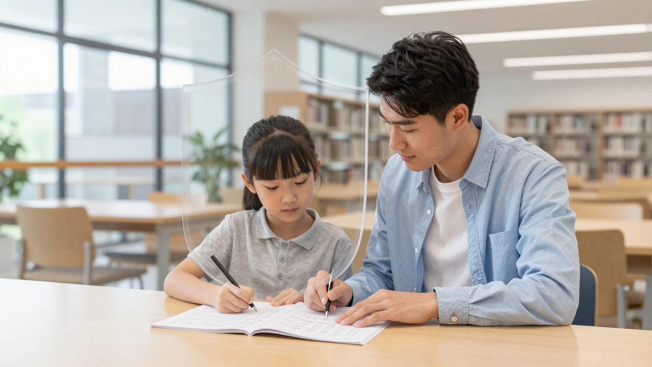 Safe tutoring session in a public library study room