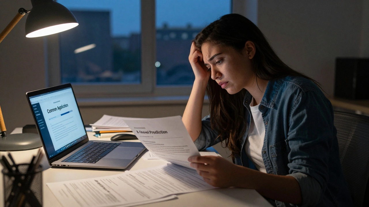 Student working on US college applications and financial forms