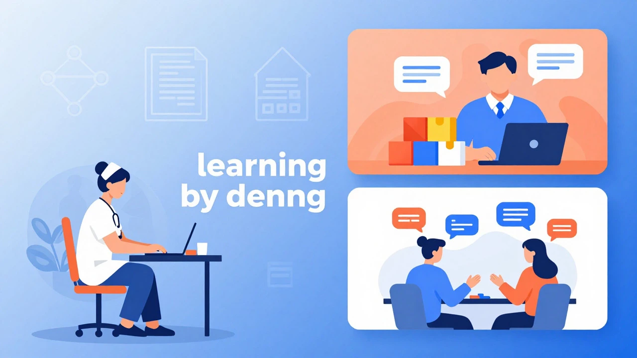 Illustration of adults applying skills through simulations and role-play
