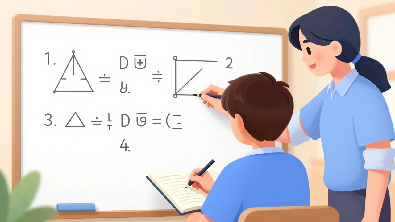 Student actively solving problems on a whiteboard with tutor guidance