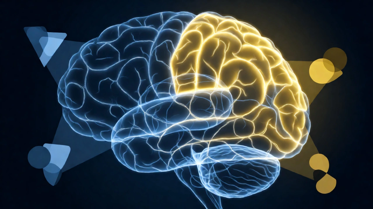 Glowing brain diagram illustrating active recall and forgetting curve concepts