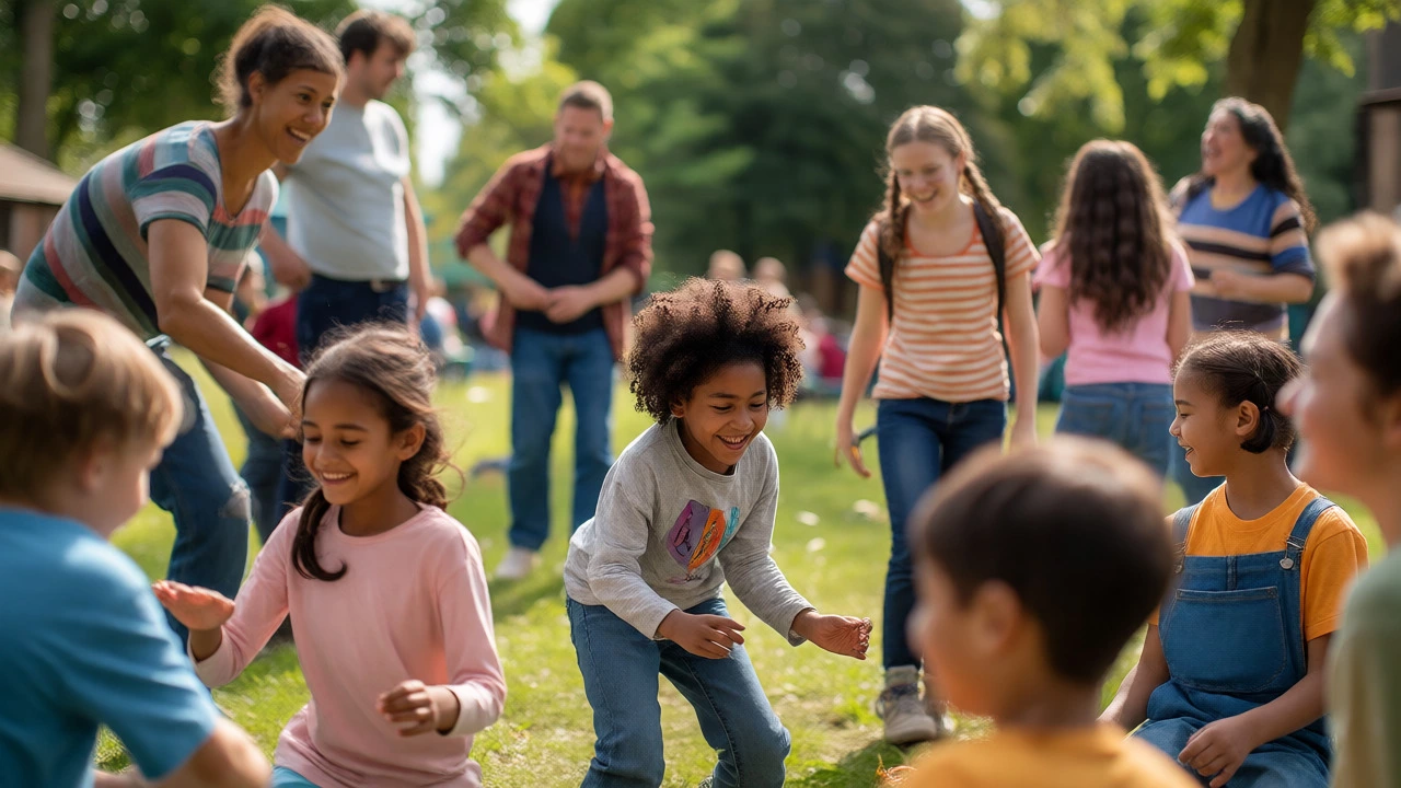 Homeschoolers interacting socially in a community park setting